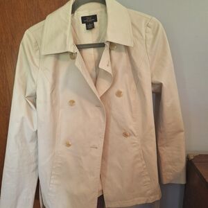 Brooks Brothers 346 Stretch Women's Cream Double-Breasted Jacket W/ Tie Size 2